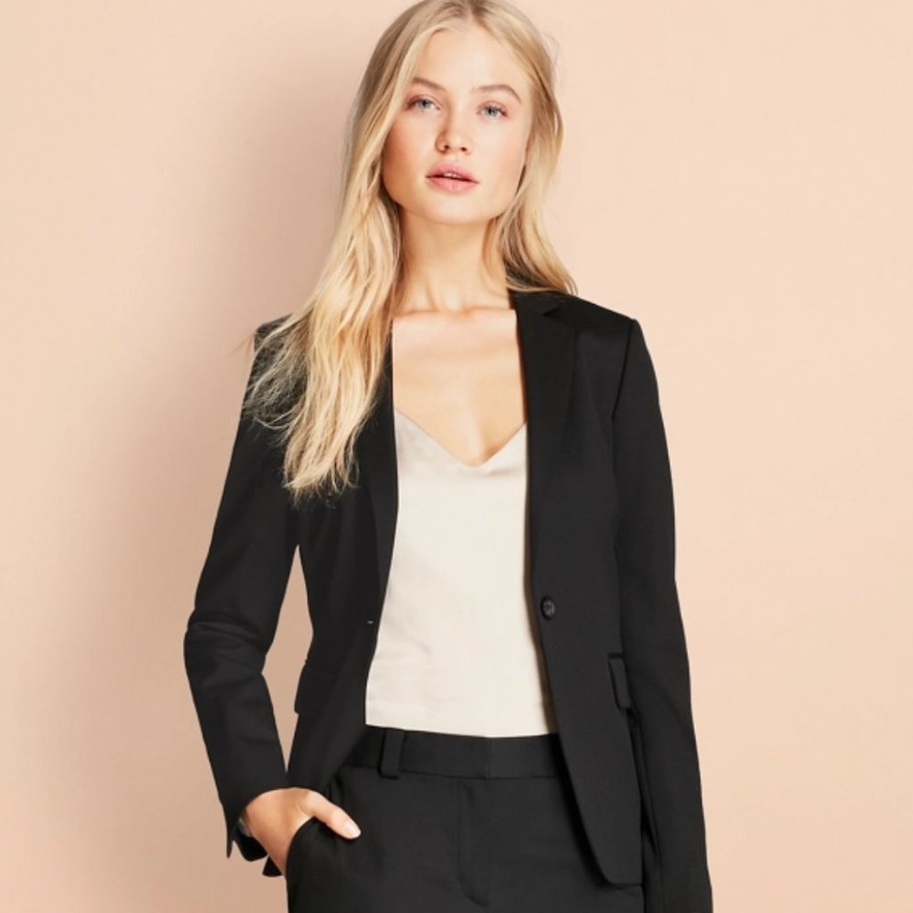 Stretch Wool One-Button Jacket